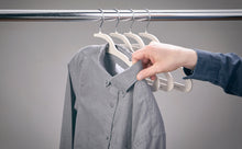 Load image into Gallery viewer, Mozu Hangers with fully button collared shirt removal on clothing rod